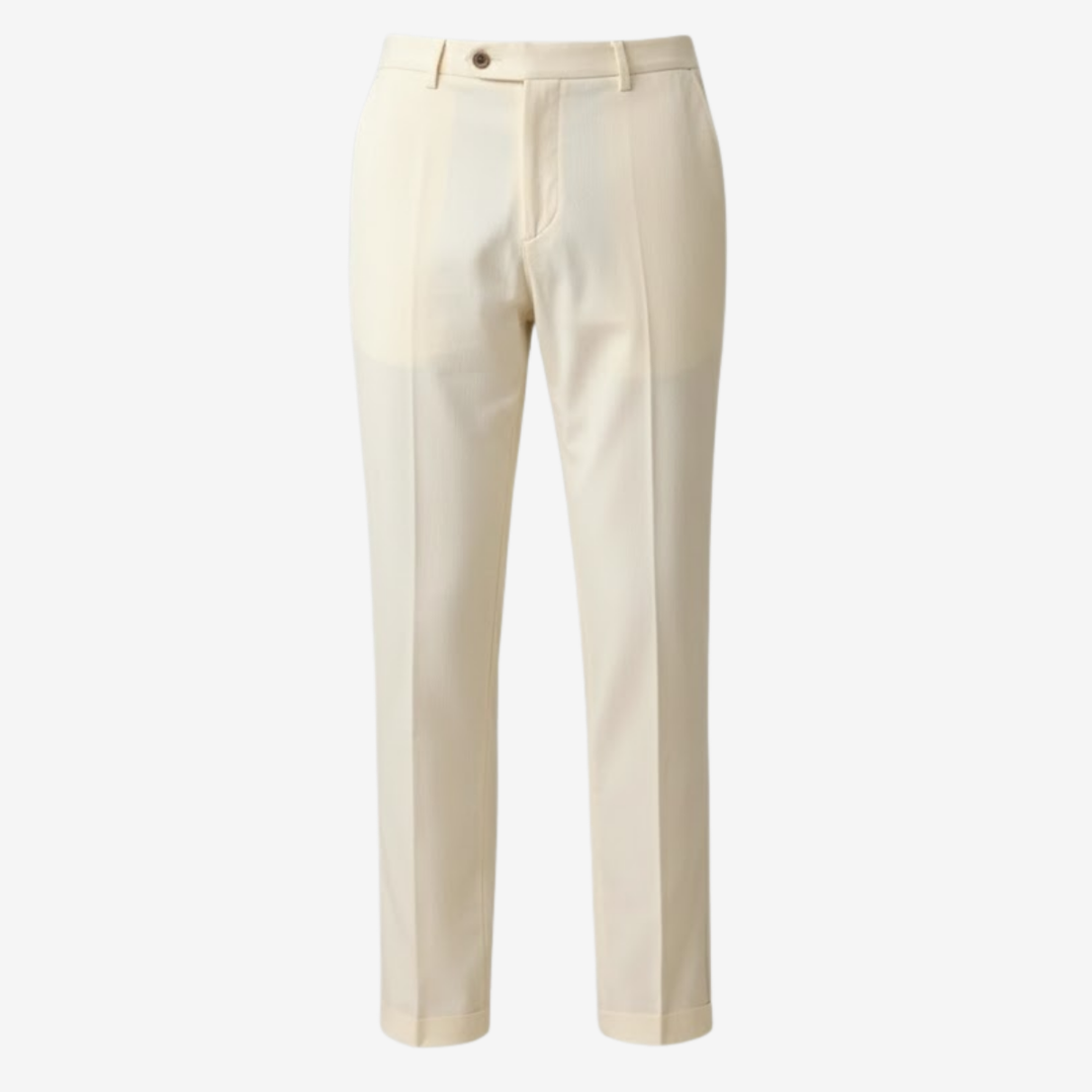 VALERIQUE | Pantalon Homme Coupe Slim en Mélange de Coton – Style Tailleur Moderne
