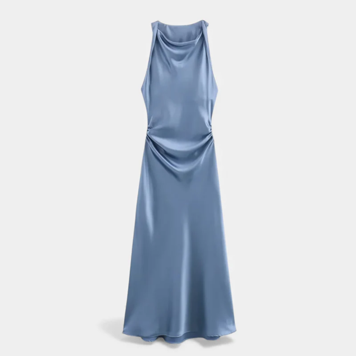 VALERIQUE | Robe Midi Satinée Type Slip pour Femme – Élégance Fluide