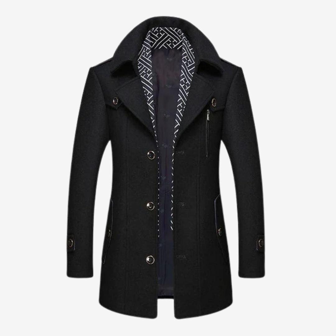 VALERIQUE | Manteau en Laine à Simple Boutonnage pour Homme – Élégance Classique