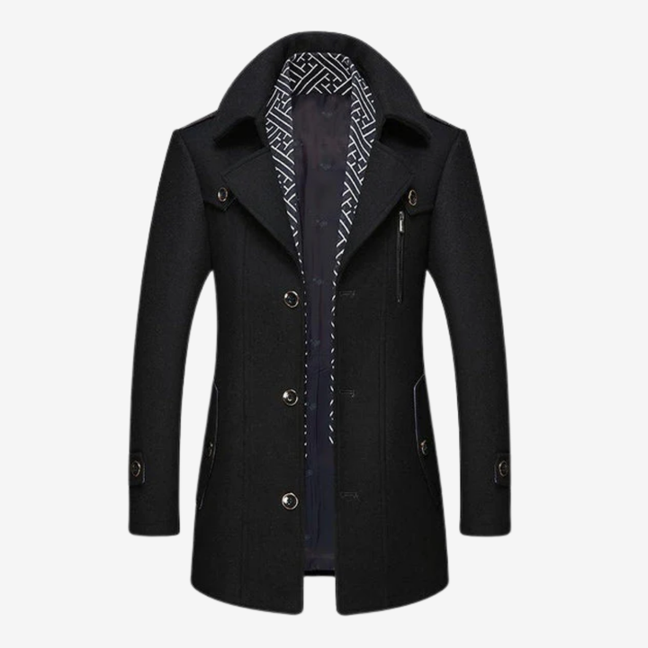 VALERIQUE | Manteau en Laine à Simple Boutonnage pour Homme – Élégance Classique