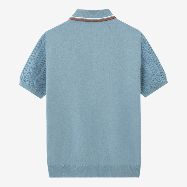 VALERIQUE | Polo Texturé en Maille Légère en Coton pour Homme – Col Contrasté Décontracté