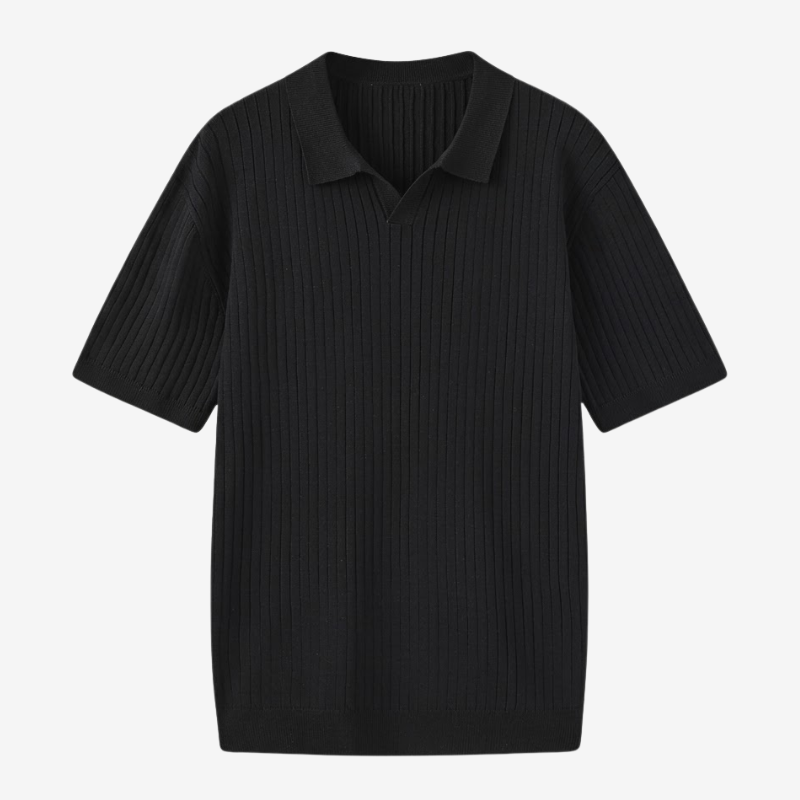 VALERIQUE | Polo en Maille Fine Côtelée en Coton pour Homme – Col Ouvert Décontracté