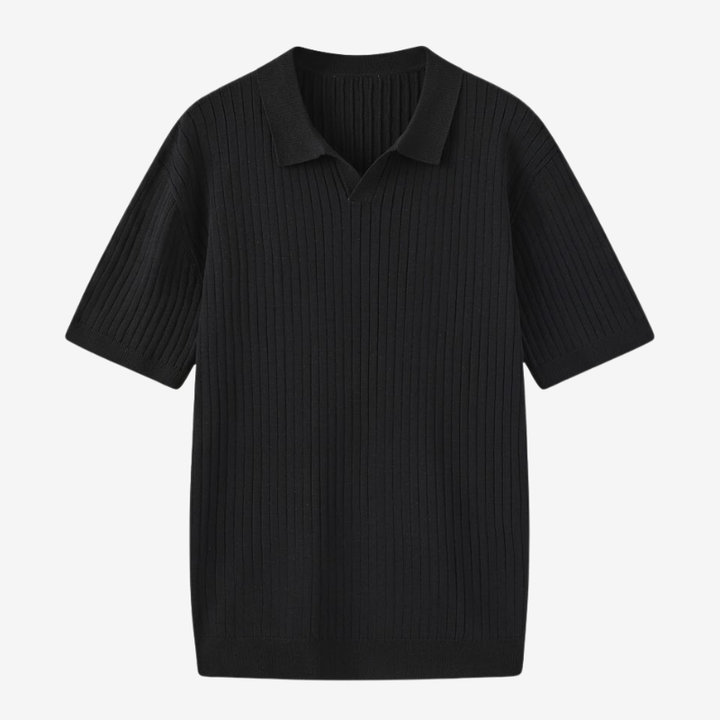 VALERIQUE | Polo en Maille Fine Côtelée en Coton pour Homme – Col Ouvert Décontracté