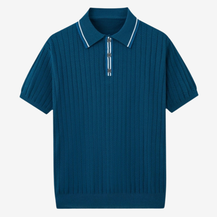 VALERIQUE | Polo Texturé en Maille Légère en Coton pour Homme – Col Contrasté Décontracté