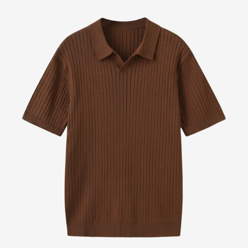 VALERIQUE | Polo en Maille Fine Côtelée en Coton pour Homme – Col Ouvert Décontracté