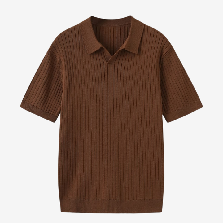 VALERIQUE | Polo en Maille Fine Côtelée en Coton pour Homme – Col Ouvert Décontracté
