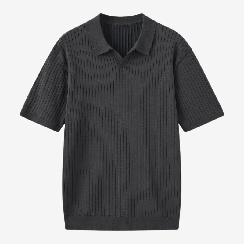 VALERIQUE | Polo en Maille Fine Côtelée en Coton pour Homme – Col Ouvert Décontracté