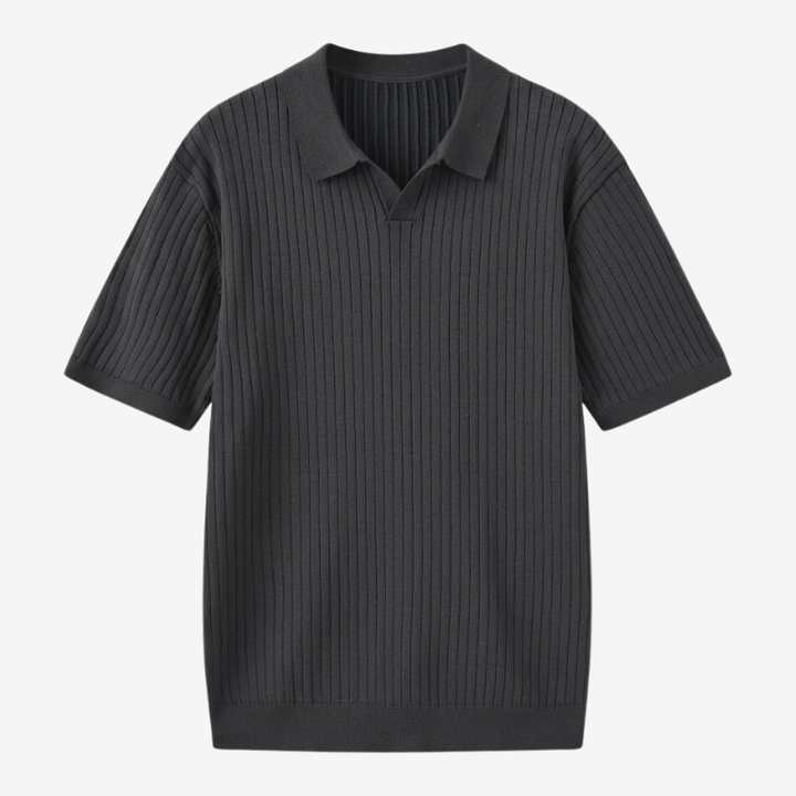 VALERIQUE | Polo en Maille Fine Côtelée en Coton pour Homme – Col Ouvert Décontracté