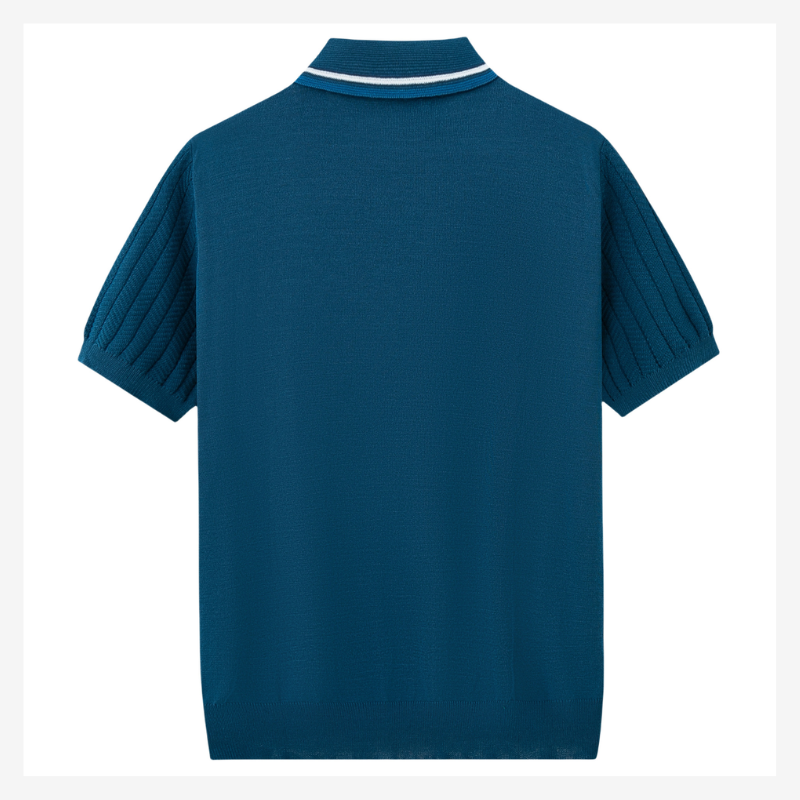 VALERIQUE | Polo Texturé en Maille Légère en Coton pour Homme – Col Contrasté Décontracté