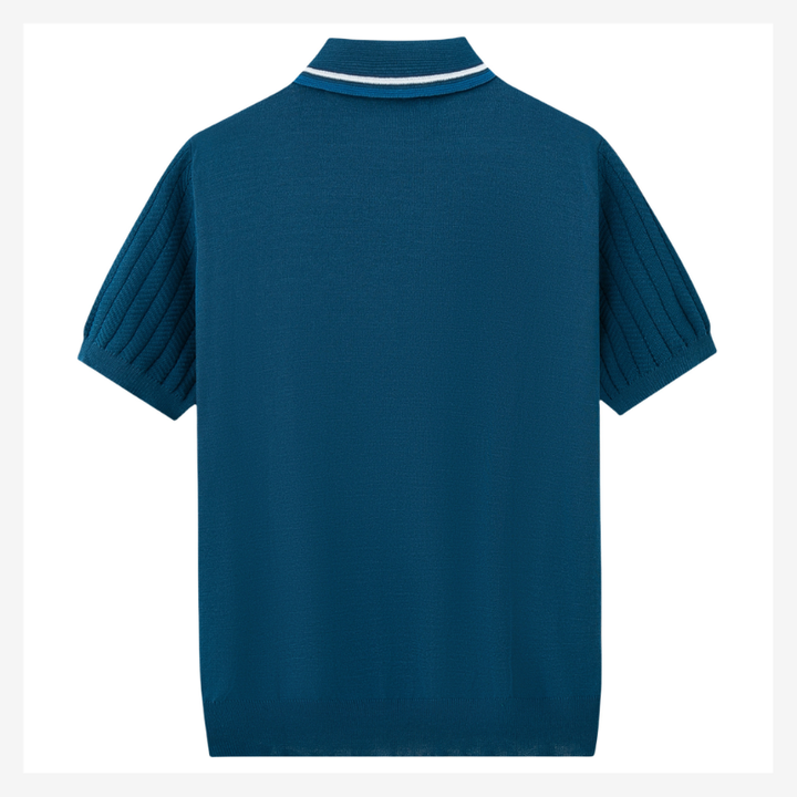 VALERIQUE | Polo Texturé en Maille Légère en Coton pour Homme – Col Contrasté Décontracté