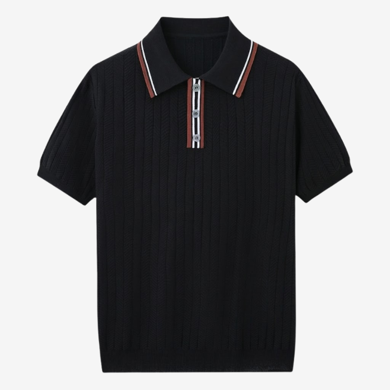 VALERIQUE | Polo Texturé en Maille Légère en Coton pour Homme – Col Contrasté Décontracté
