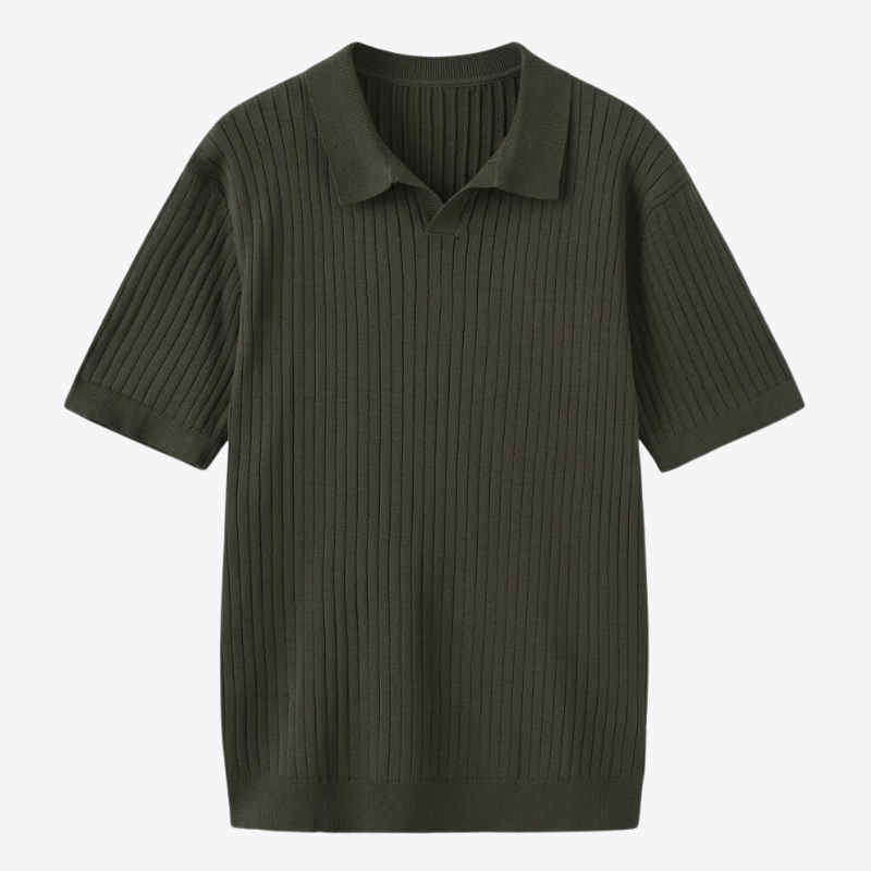 VALERIQUE | Polo en Maille Fine Côtelée en Coton pour Homme – Col Ouvert Décontracté