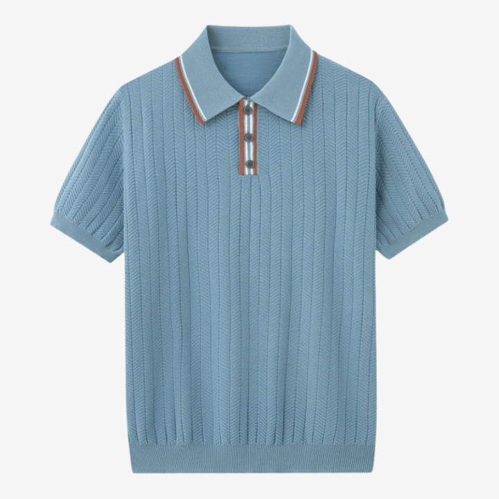 VALERIQUE | Polo Texturé en Maille Légère en Coton pour Homme – Col Contrasté Décontracté