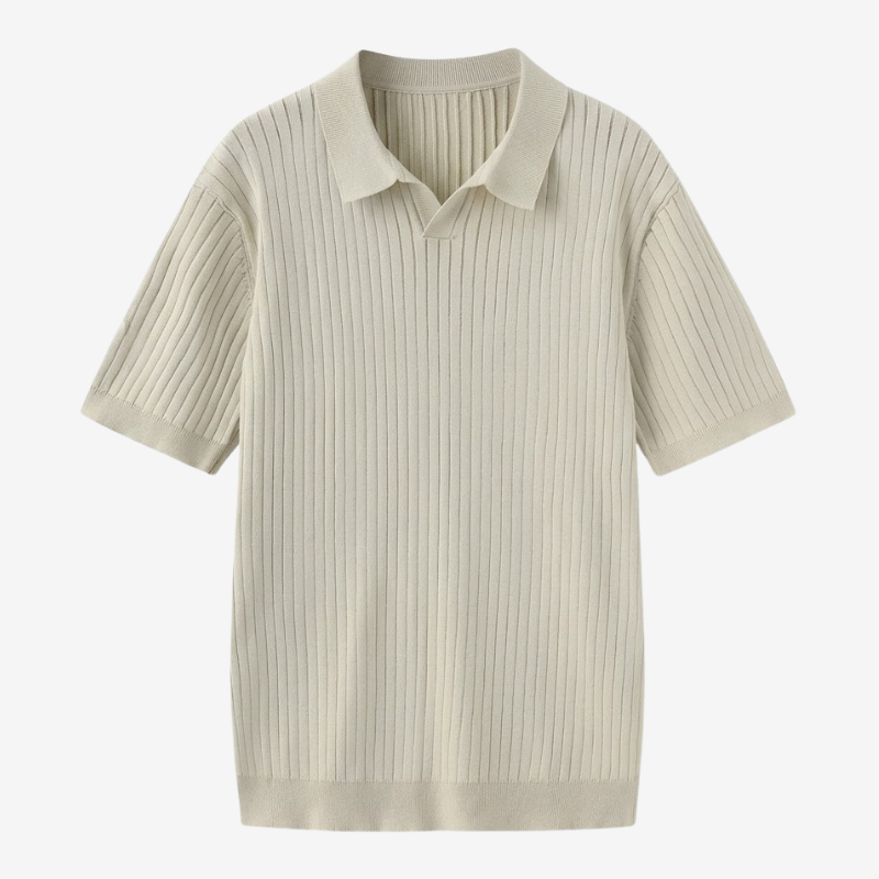 VALERIQUE | Polo en Maille Fine Côtelée en Coton pour Homme – Col Ouvert Décontracté