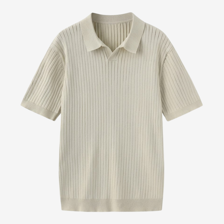 VALERIQUE | Polo en Maille Fine Côtelée en Coton pour Homme – Col Ouvert Décontracté