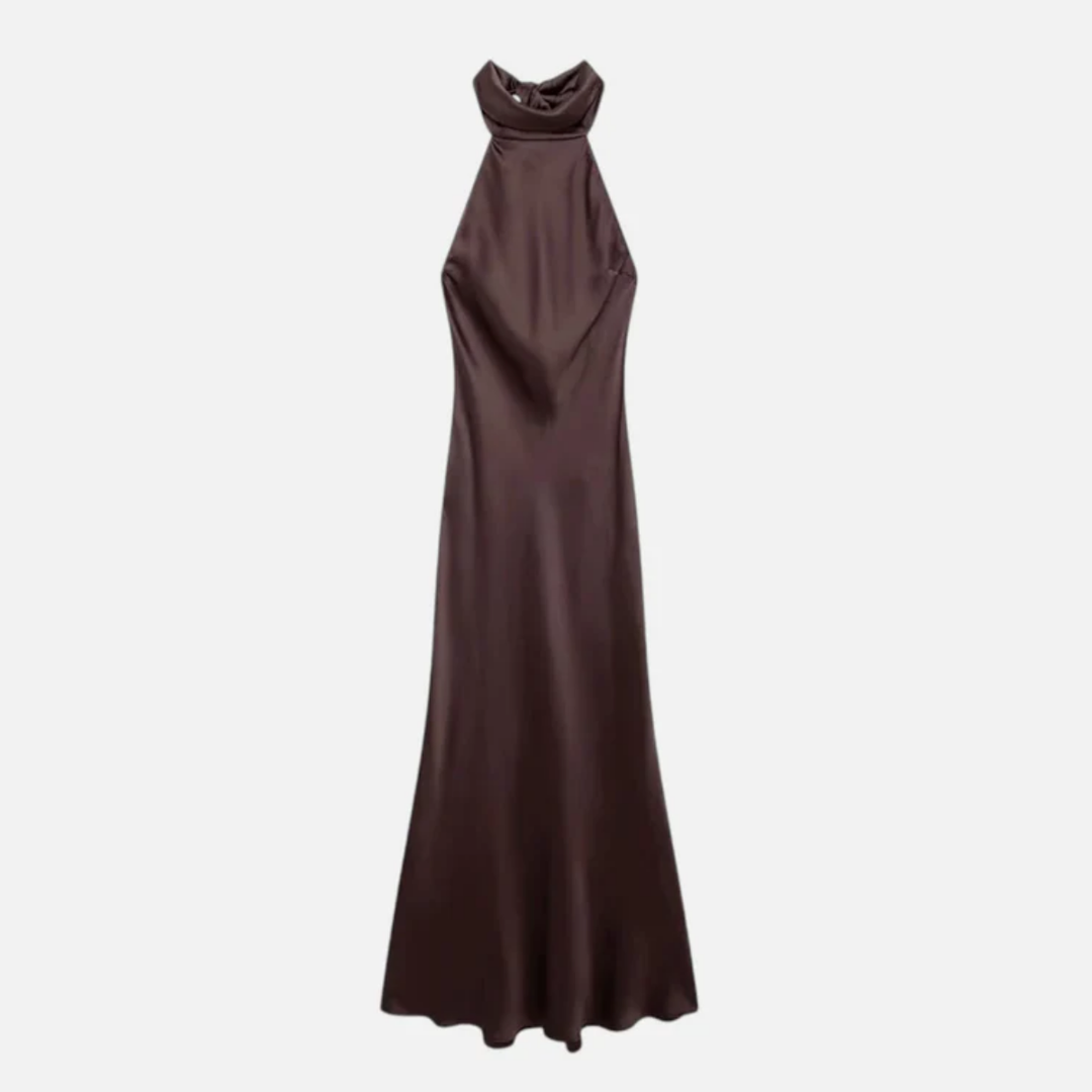 VALERIQUE | Robe Longue Satinée Dos Nu pour Femme – Élégance Soyeuse
