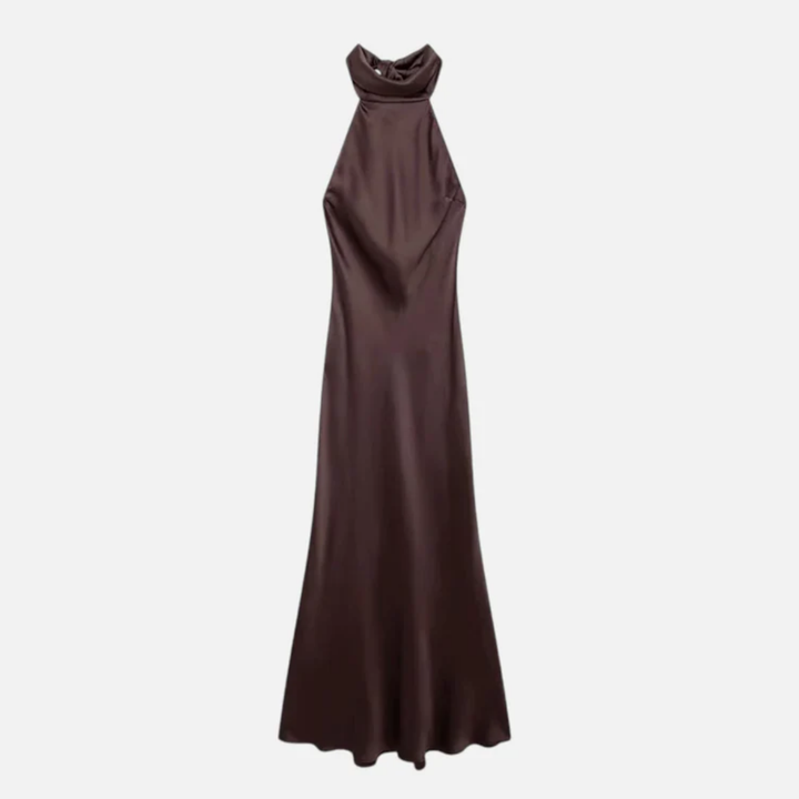 VALERIQUE | Robe Longue Satinée Dos Nu pour Femme – Élégance Soyeuse