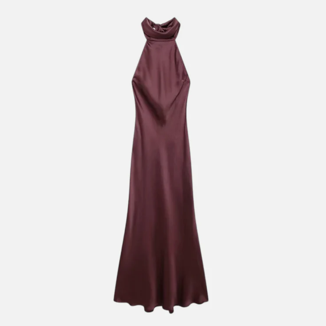 VALERIQUE | Robe Longue Satinée Dos Nu pour Femme – Élégance Soyeuse