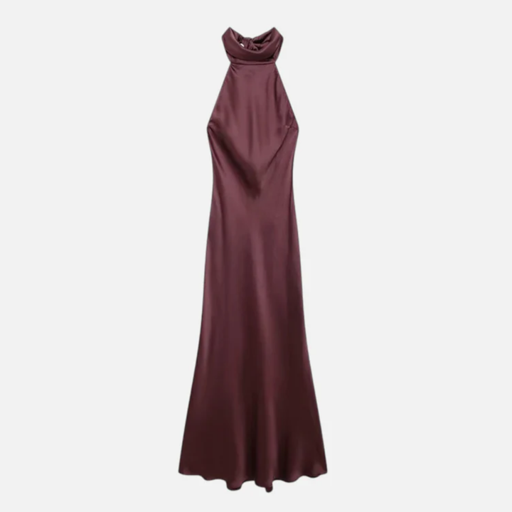 VALERIQUE | Robe Longue Satinée Dos Nu pour Femme – Élégance Soyeuse