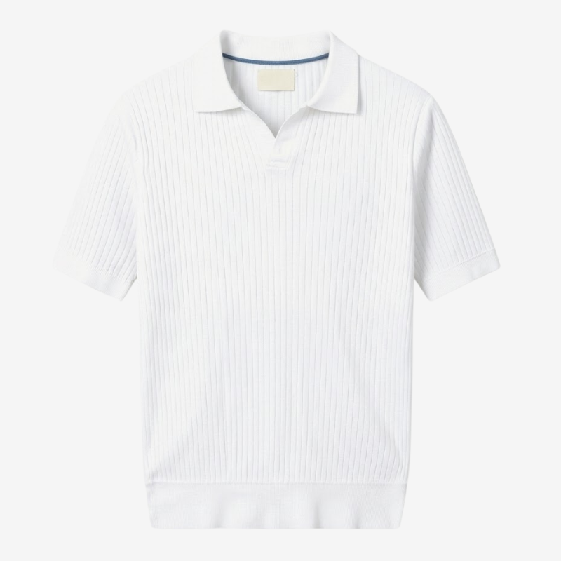 VALERIQUE | Polo Ajusté en Maille Côtelée Légère pour Homme – Col Ouvert Décontracté