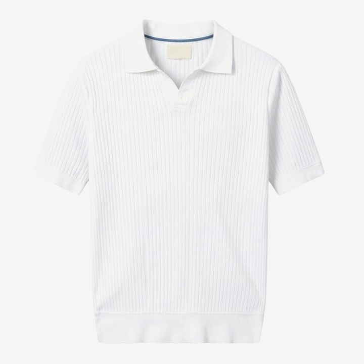VALERIQUE | Polo Ajusté en Maille Côtelée Légère pour Homme – Col Ouvert Décontracté