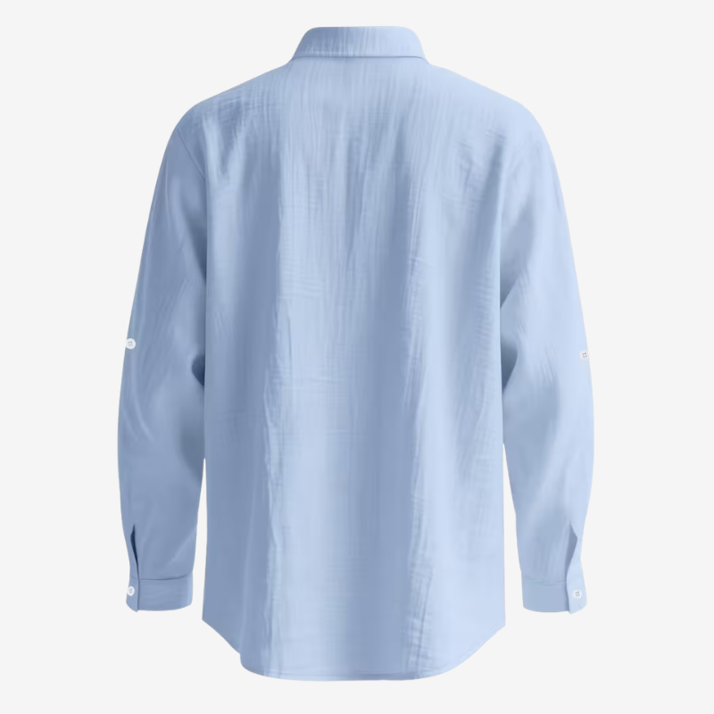 VALERIQUE | Chemise en Lin pour Homme – Manches Longues et Col Officier Coupe Classique