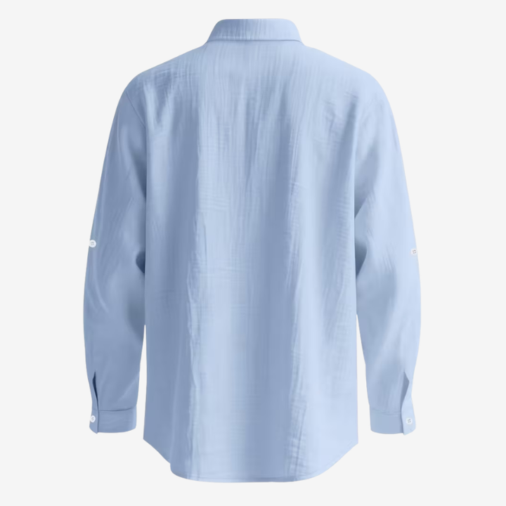 VALERIQUE | Chemise en Lin pour Homme – Manches Longues et Col Officier Coupe Classique