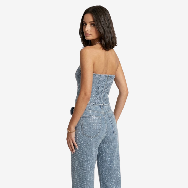 VALERIQUE | Ensemble Bustier et Pantalon en Coton Léger pour Femme – Coupe Ajustée
