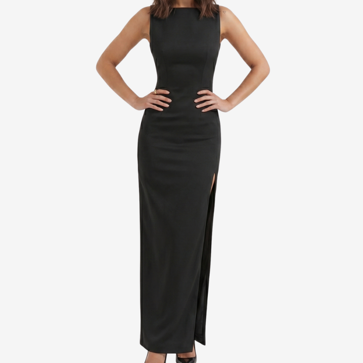 VALERIQUE | Robe Longue Minimaliste pour Femme – Col Bateau