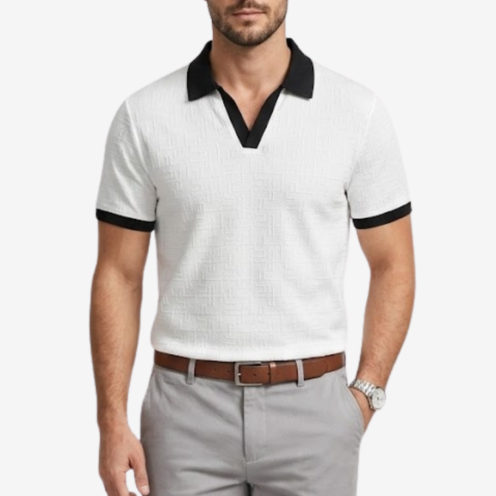 VALERIQUE | Polo à Col V pour Homme – Col Contrasté et Coupe Régulière