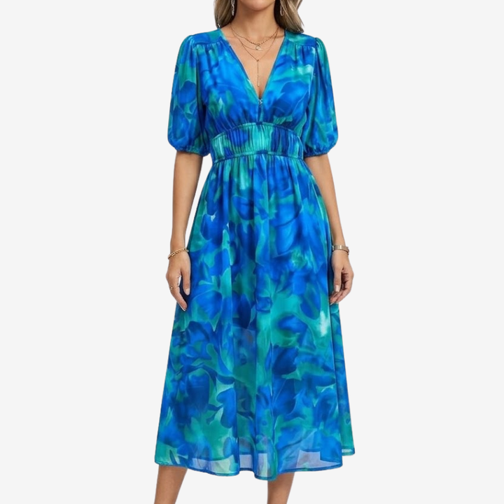 VALERIQUE | Robe à Col V en Coton Léger pour Femme – Taille Marquée