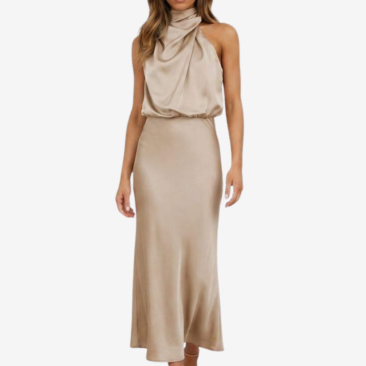VALERIQUE | Robe Coton Col Halter pour Femme – Coupe Midi