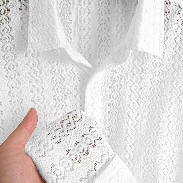 VALERIQUE | Chemise Texturée à Manches Courtes pour Homme – Col Revers et Coupe Classique