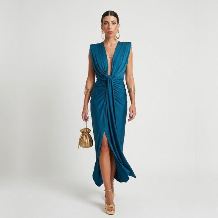 VALERIQUE | Robe Midi Plissée en Coton Léger pour Femme – Taille Marquée