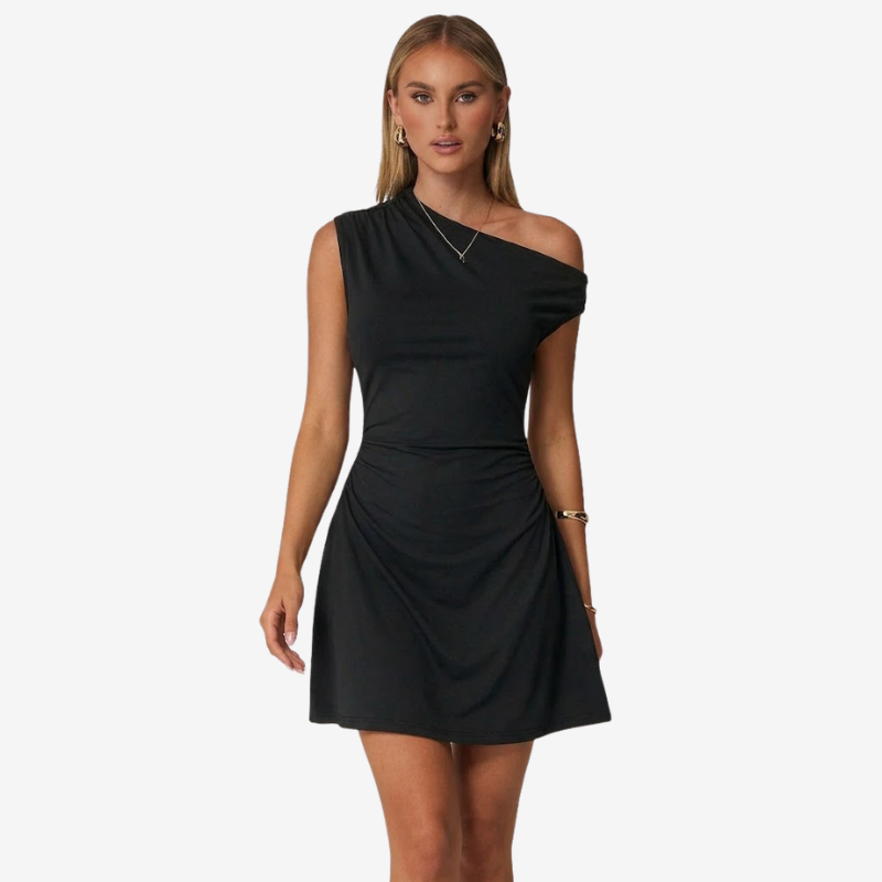 VALERIQUE | Robe Courte Asymétrique en Coton Léger pour Femme – Une Épaule
