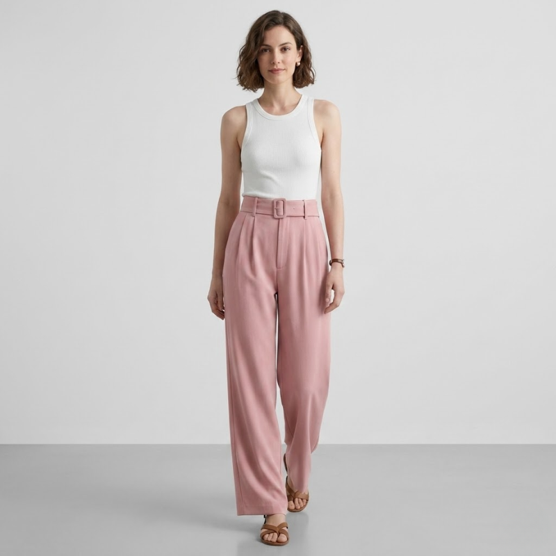 VALERIQUE | Pantalon Taille Haute pour Femme – Coupe Droite