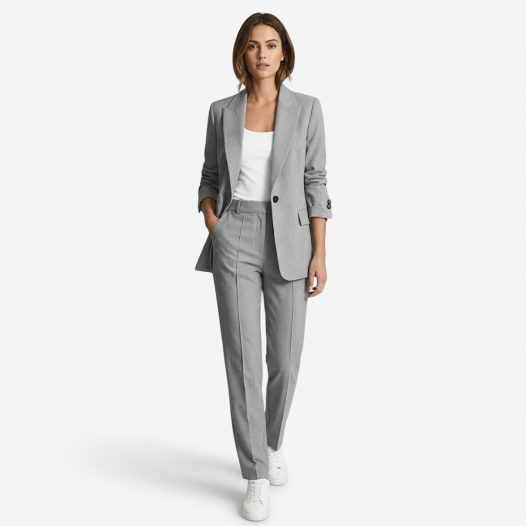 VALERIQUE | Ensemble Blazer et Pantalon en Coton Léger pour Femme – Coupe Structurée