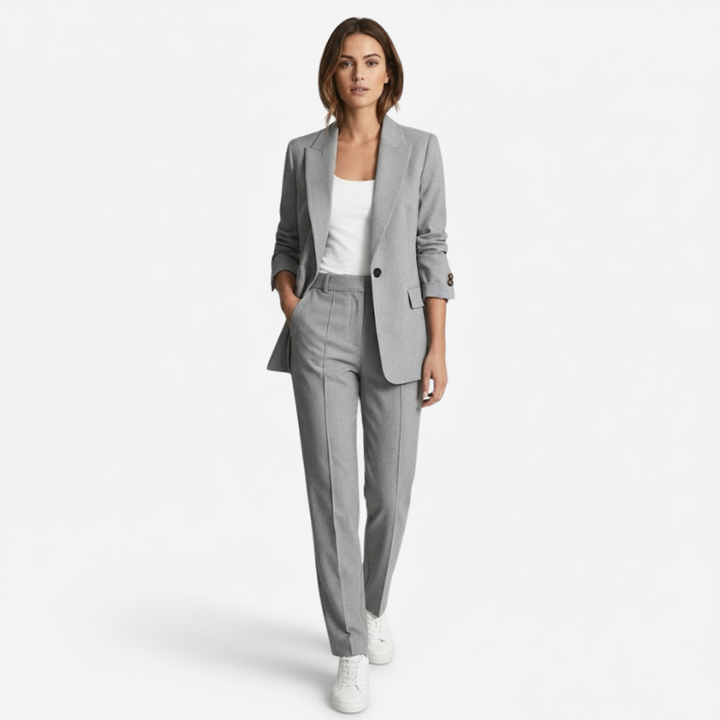 VALERIQUE | Ensemble Blazer et Pantalon en Coton Léger pour Femme – Coupe Structurée