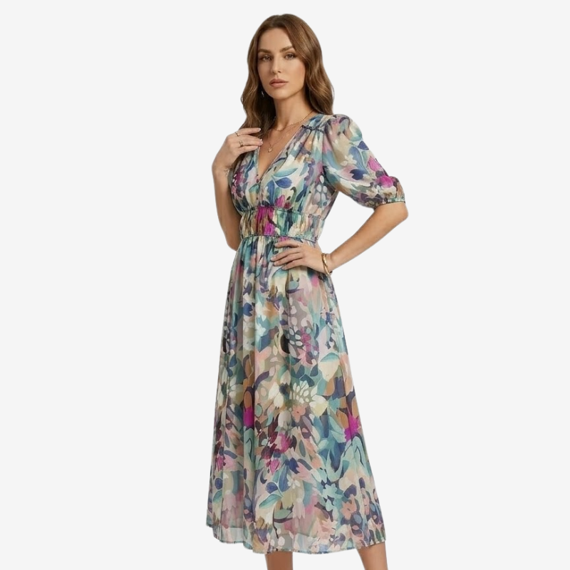 VALERIQUE | Robe à Col V en Coton Léger pour Femme – Taille Marquée