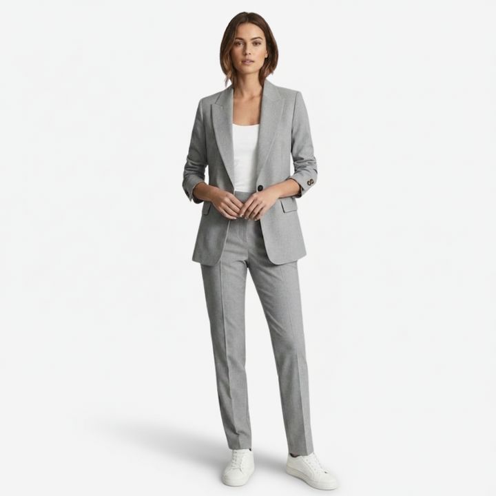 VALERIQUE | Ensemble Blazer et Pantalon en Coton Léger pour Femme – Coupe Structurée