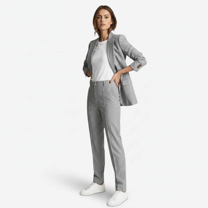 VALERIQUE | Ensemble Blazer et Pantalon en Coton Léger pour Femme – Coupe Structurée