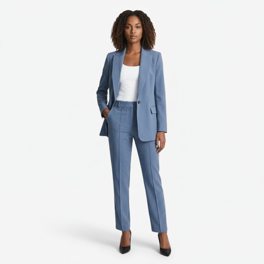 VALERIQUE | Ensemble Blazer et Pantalon en Coton Léger pour Femme – Coupe Structurée