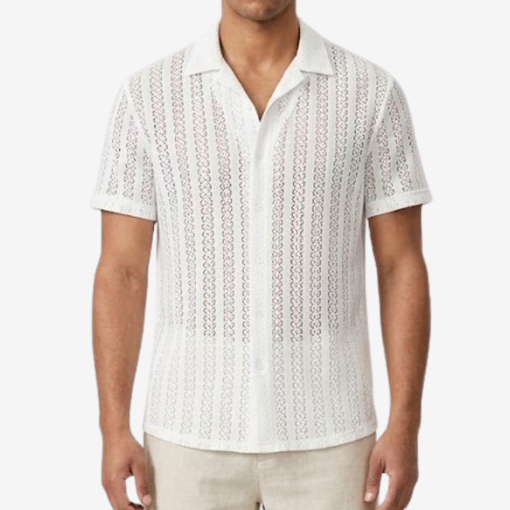 VALERIQUE | Chemise Texturée à Manches Courtes pour Homme – Col Revers et Coupe Classique