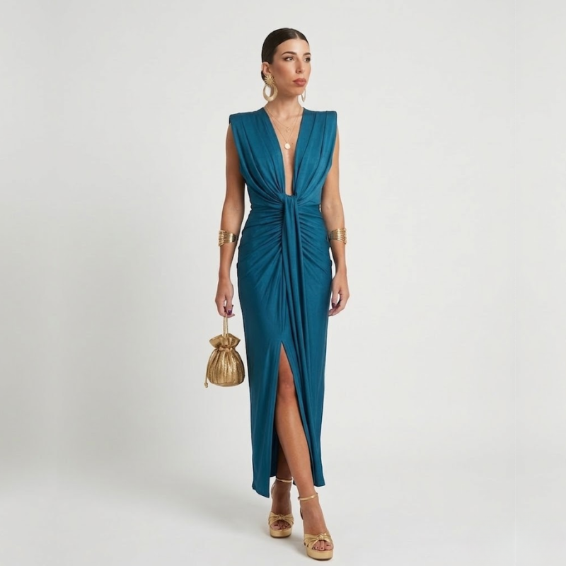 VALERIQUE | Robe Midi Plissée en Coton Léger pour Femme – Taille Marquée