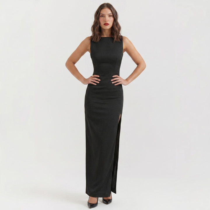 VALERIQUE | Robe Longue Minimaliste pour Femme – Col Bateau