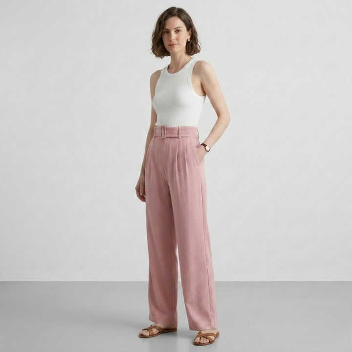 VALERIQUE | Pantalon Taille Haute pour Femme – Coupe Droite