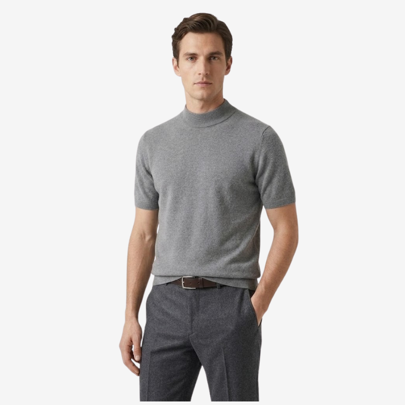 VALERIQUE | T-Shirt Col Montant en Laine pour Homme – Coupe Ajustée