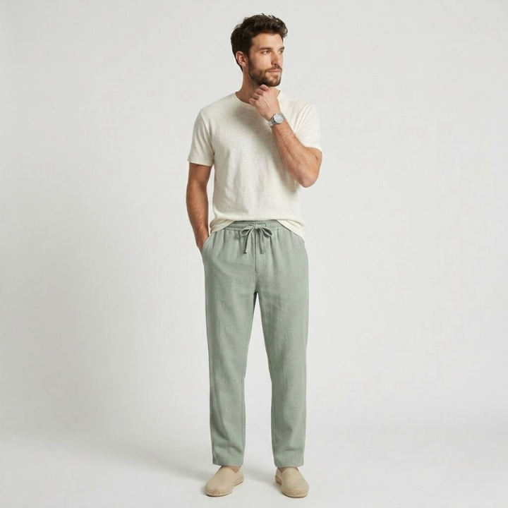 VALERIQUE | Pantalon en Lin Léger pour Homme – Coupe Ample
