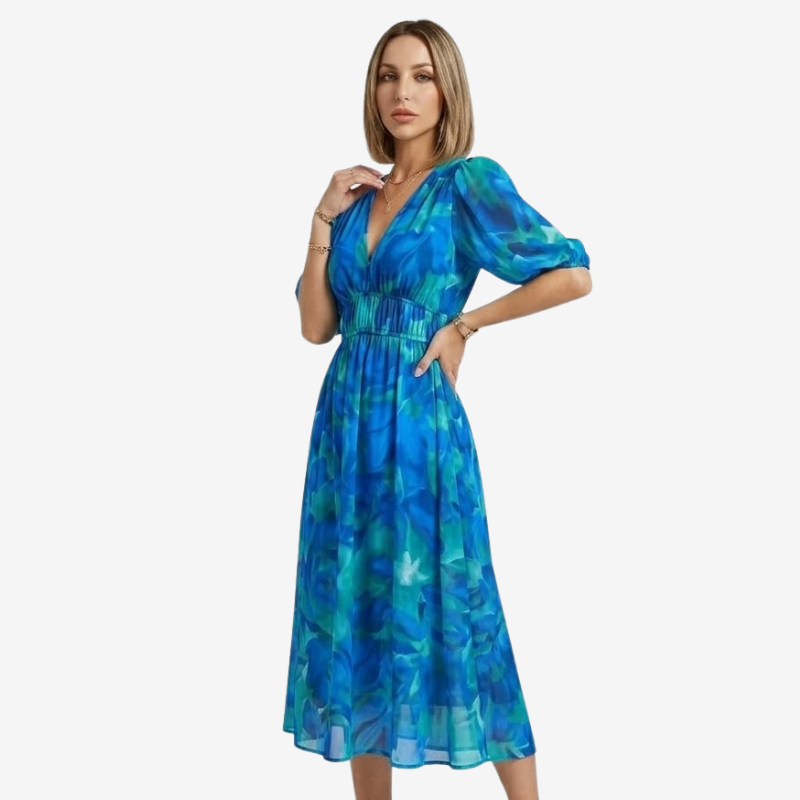 VALERIQUE | Robe à Col V en Coton Léger pour Femme – Taille Marquée