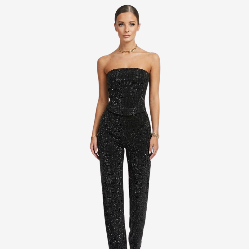 VALERIQUE | Ensemble Bustier et Pantalon en Coton Léger pour Femme – Coupe Ajustée